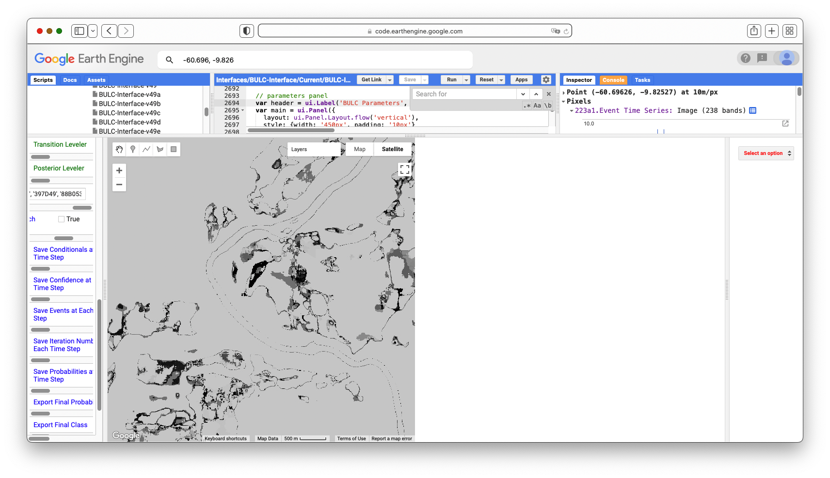 Fig. F4.8.13 Final confidence layer from the run with (left) and without (right) remapping to combine similar LULC classes to distinguish Forest, Water, and Active Agriculture near -60.696W, -9.826S