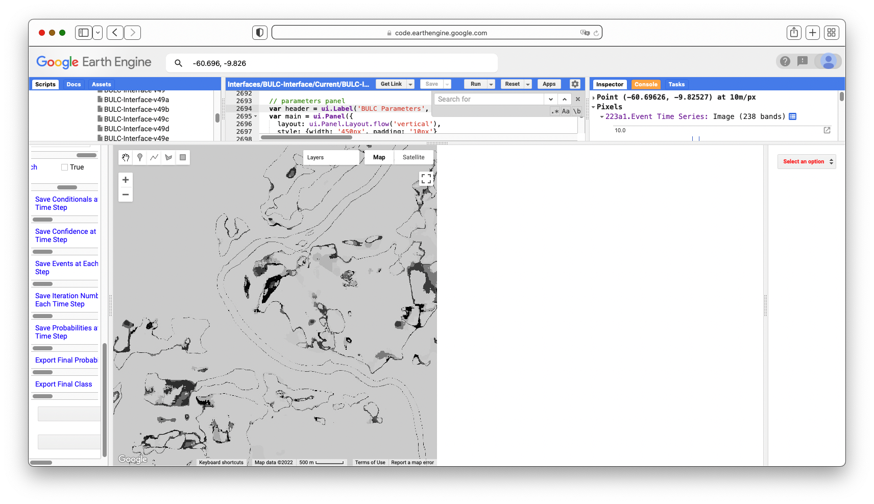 Fig. F4.8.13 Final confidence layer from the run with (left) and without (right) remapping to combine similar LULC classes to distinguish Forest, Water, and Active Agriculture near -60.696W, -9.826S